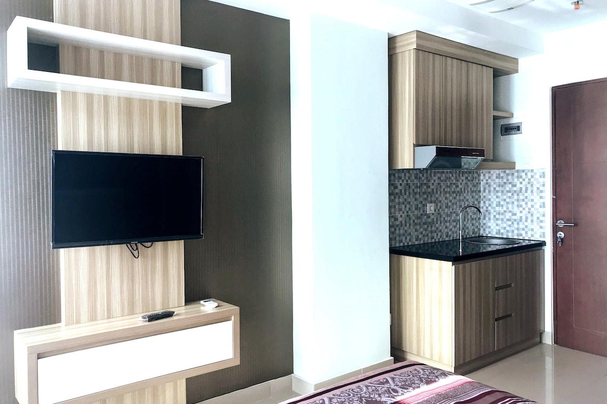 TV and small kitchen